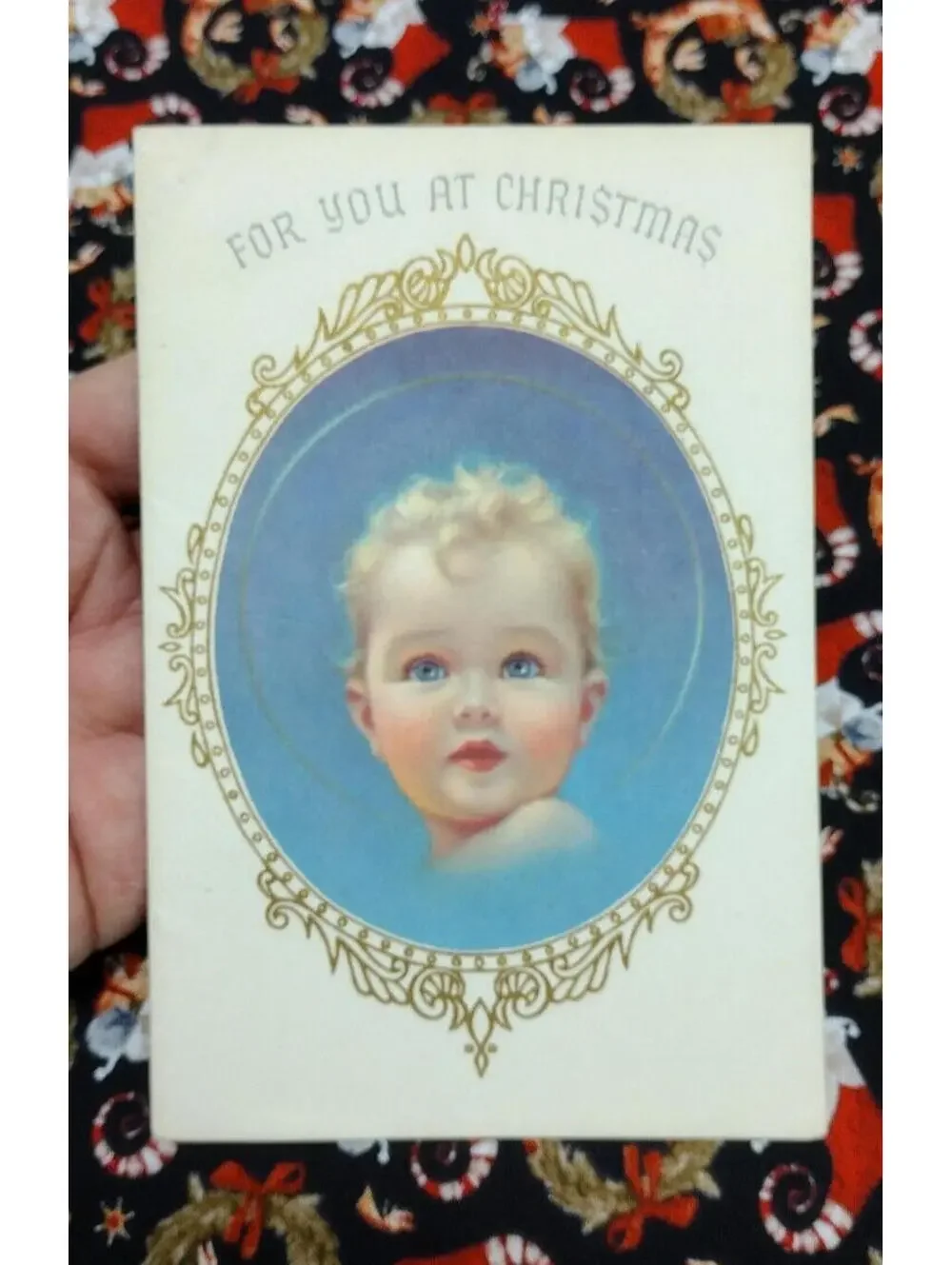 Vintage 20s 30s 50s Baby Christmas Card RUST CRAFT Card Rare Victorian Christmas